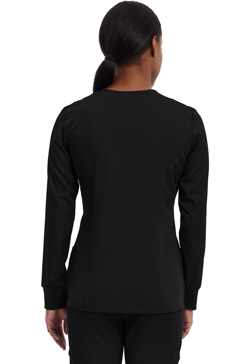 Healing Hands Women's Snap Front Scrub Jacket Daisy 2-Way Stretch Uniform 5063 Black S - Image 2